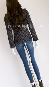 CHANEL 06S Gray Beige CC Logo Tweed Jacket Skirt Suit 34 36 38 シャネル CCロゴ グレー ベージュ ツイード ジャケット スカート スーツ 即発