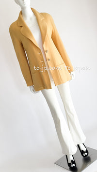 CHANEL 99C Soft Yellow CC Buttons Wool Tweed Jacket 38 40 シャネル ソフトイエロー・CCボタン・ウール・ジャケット 即発