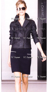 CHANEL 10S Black Riders Zipper Knit Wool Jacket 38 シャネル ブラック・ライダース・ジッパー・ニット・ウール・ジャケット 即発