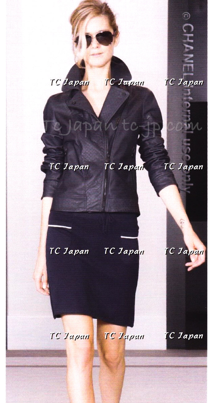 CHANEL 10S Black Riders Zipper Knit Wool Jacket 38 シャネル ブラック・ライダース・ジッパー・ニット・ウール・ジャケット 即発
