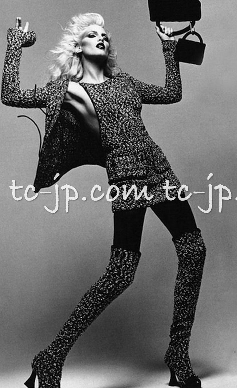 CHANEL 94A Black White Cardigan Jacket & Dress Set 38 シャネル ブラック・ホワイト・カーディガン・ジャケット&ワンピース 即発