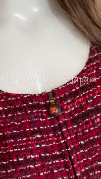 CHANEL 01A Red Pink Wool Tweed  Dress 38 40 シャネル レッド ピンク ウール ツイード ワンピース 即発
