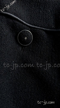 CHANEL 15B Black Wool Piping Collarless Jacket 34 36 38 シャネル ブラック ウール パイピング ノーカラー ジャケット 即発