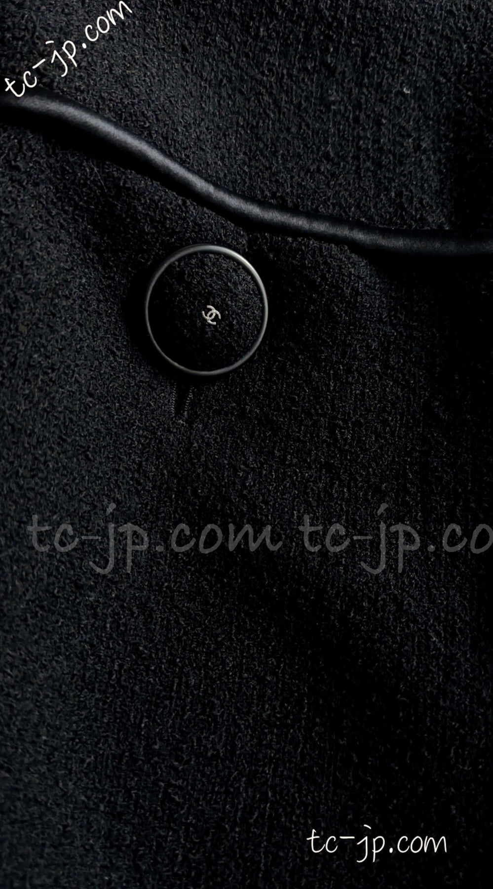 CHANEL 15B Black Wool Piping Collarless Jacket 34 36 38 シャネル ブラック ウール パイピング ノーカラー ジャケット 即発