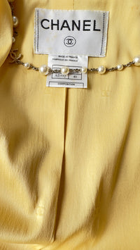 CHANEL 99C Soft Yellow CC Buttons Wool Tweed Jacket 38 40 シャネル ソフトイエロー・CCボタン・ウール・ジャケット 即発