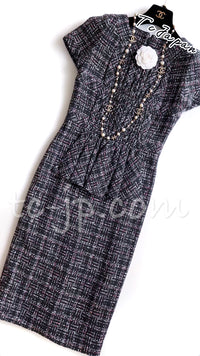 CHANEL 16B Charcoal Gray Tweed Dress 38 シャネル チャコールグレー ウール ツイード ワンピース 即発