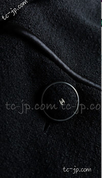CHANEL 15B Black Wool Piping Collarless Jacket 34 36 38 シャネル ブラック ウール パイピング ノーカラー ジャケット 即発