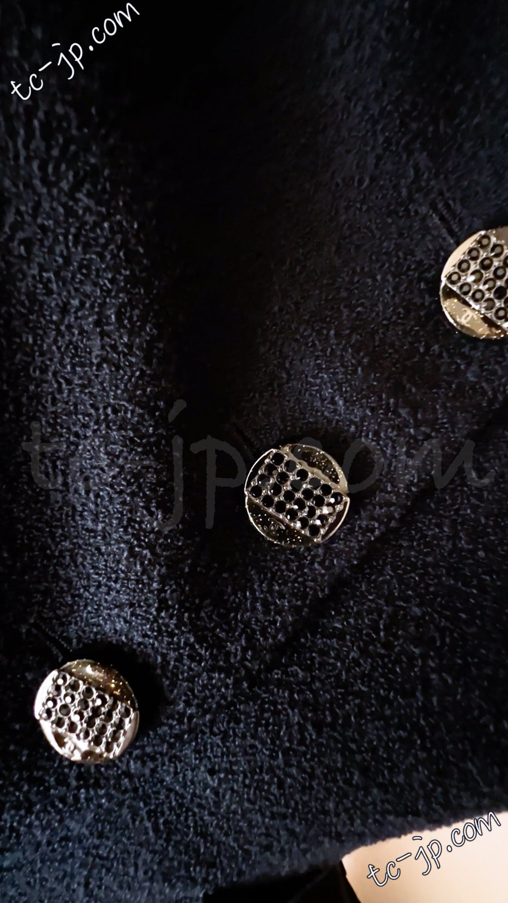 CHANEL 12C Black Rhinestone Buttons Jacket 36 40 42 シャネル ブラック ラインストーン ボタン ジャケット 即発