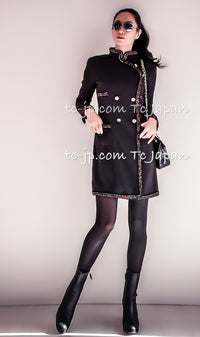 CHANEL 10PF Trimming Wool coat Dress 40 42 シャネル スタンドカラー・トリミング・ダブル・ウール・コート・ワンピース 即発 - TC JAPAN