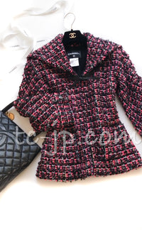 CHANEL 13A Lesage Pink Black Multi Jacket Coat 34 36 38 シャネル ピンク ブラック ツイード ジャケット コート 即発