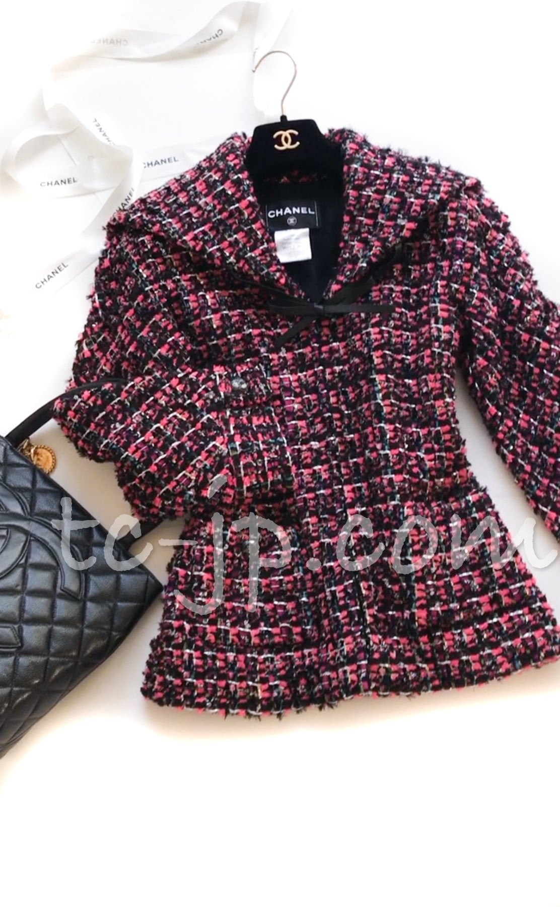 CHANEL 13A Lesage Pink Black Multi Jacket Coat 34 36 38 40 シャネル ルサージュ ピンク ブラック マルチカラー ツイード ジャケット コート 即発