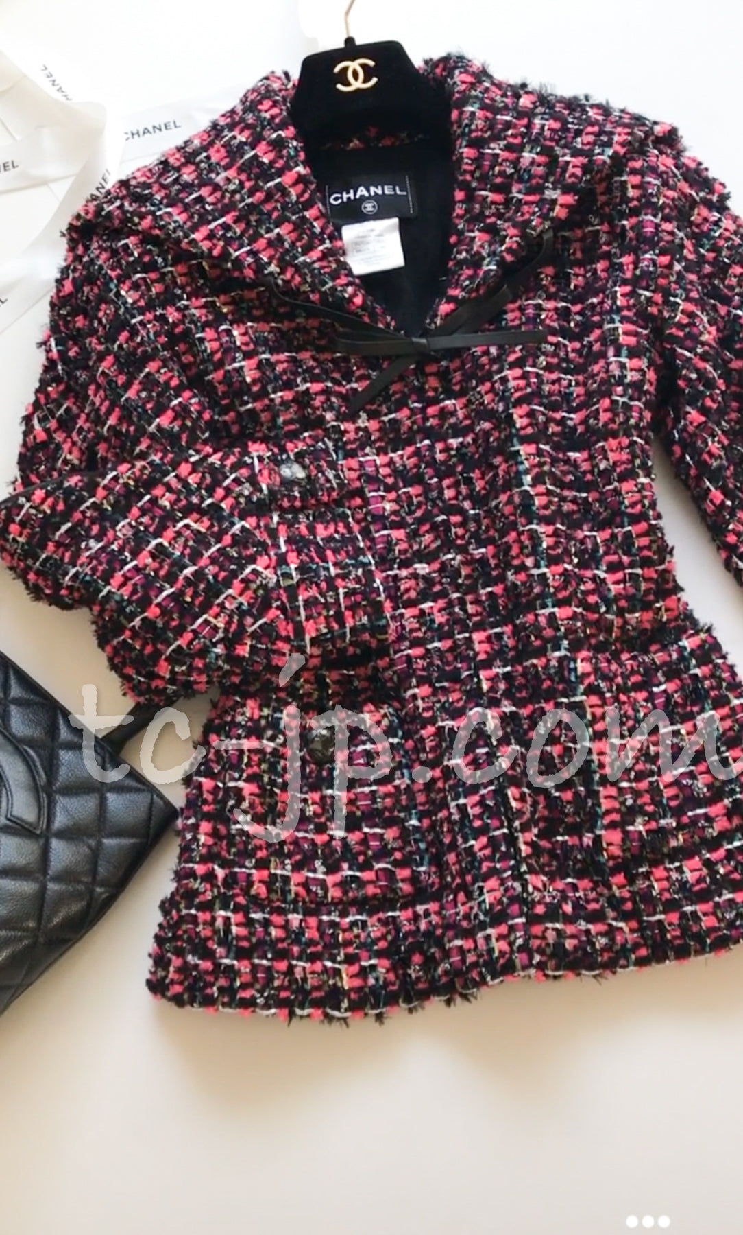 CHANEL 13A Lesage Pink Black Multi Jacket Coat 34 36 38 40 シャネル ルサージュ ピンク ブラック マルチカラー ツイード ジャケット コート 即発