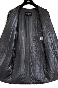 CHANEL 16S Black White Matelasse Plaid Print Coat 34 36 シャネル ブラック ホワイト マトラッセ コート 即発