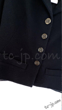 CHANEL 12C Black Rhinestone Buttons Jacket 36 40 42 シャネル ブラック ラインストーン ボタン ジャケット 即発