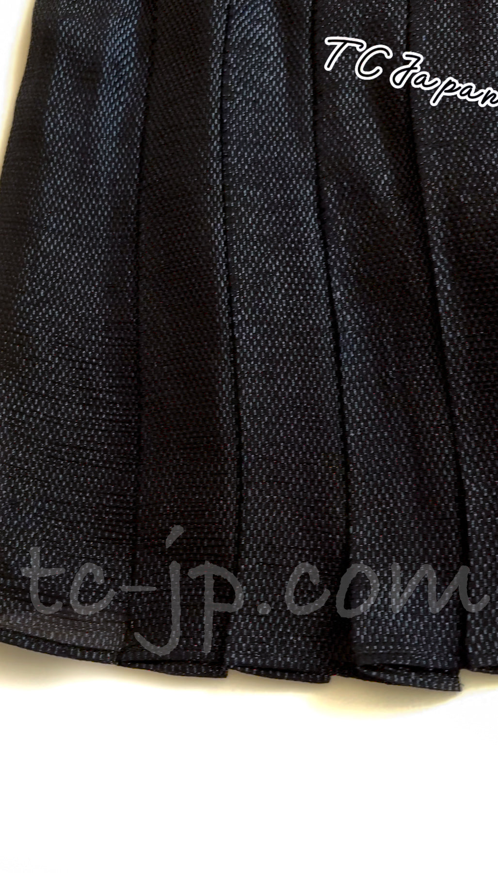 CHANEL 11A Black Silk Blend Shimmer Dress 38 シャネル ラメ プリーツ ブラック・ワンピース ドレス 即発