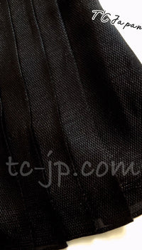 CHANEL 11A Black Silk Blend Shimmer Dress 38 シャネル ラメ プリーツ ブラック・ワンピース ドレス 即発