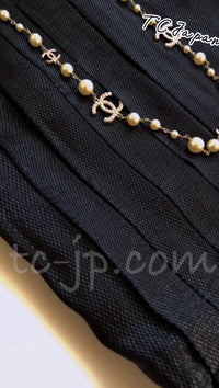 CHANEL 11A Black Silk Blend Shimmer Dress 38 シャネル ラメ プリーツ ブラック・ワンピース ドレス 即発