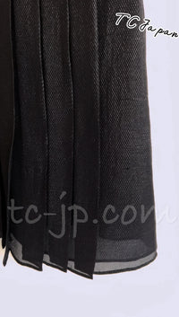 CHANEL 11A Black Silk Blend Shimmer Dress 38 シャネル ラメ プリーツ ブラック・ワンピース ドレス 即発