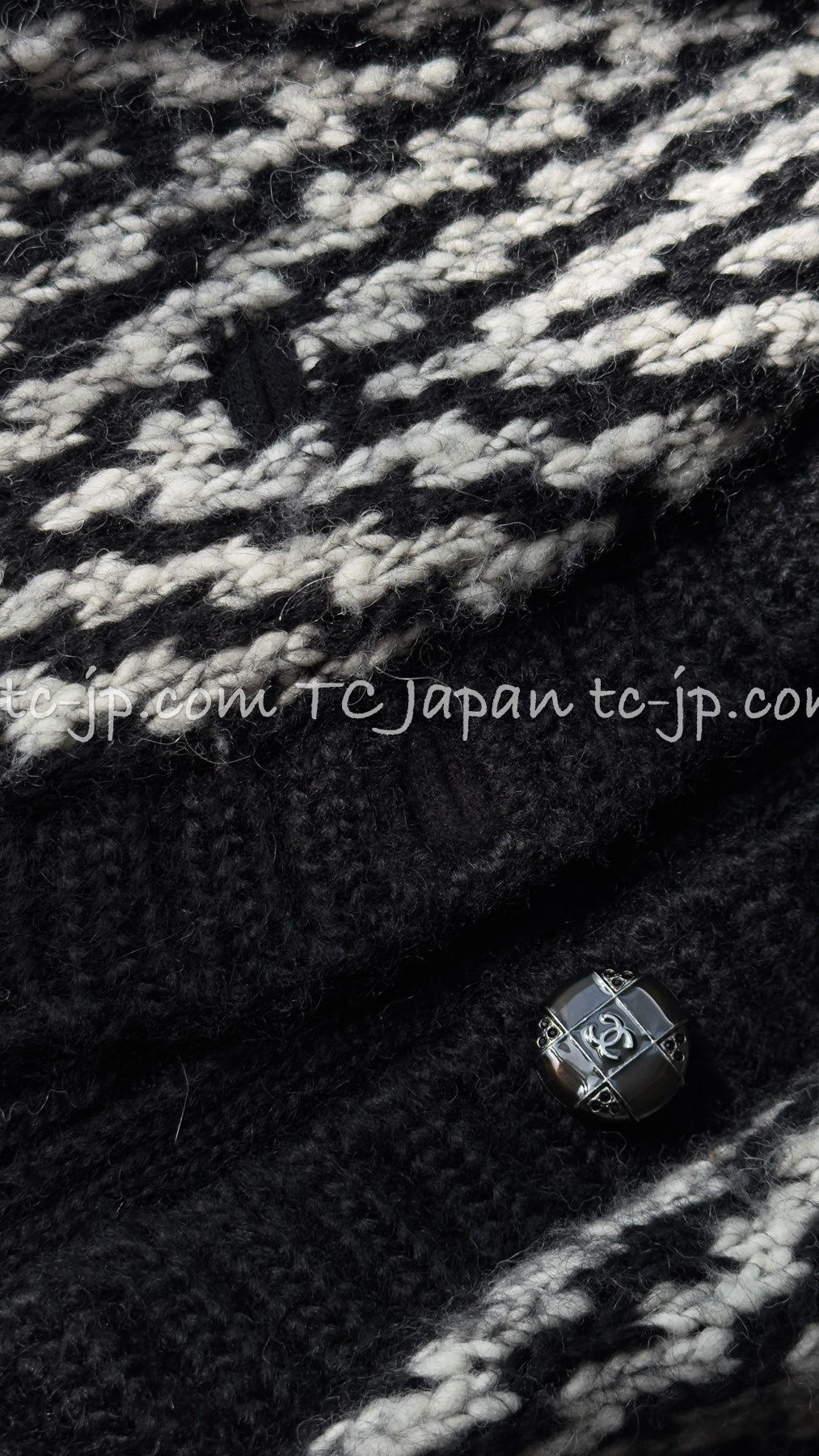 CHANEL 10A Black Ivory Wool Mohair Alpaca Knit Cardigan 34 シャネル ブラック アイボリー モヘア アルパカ ウール カーディガン 即発