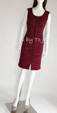 CHANEL 01A Red Pink Wool Tweed  Dress 38 40 シャネル レッド ピンク ウール ツイード ワンピース 即発