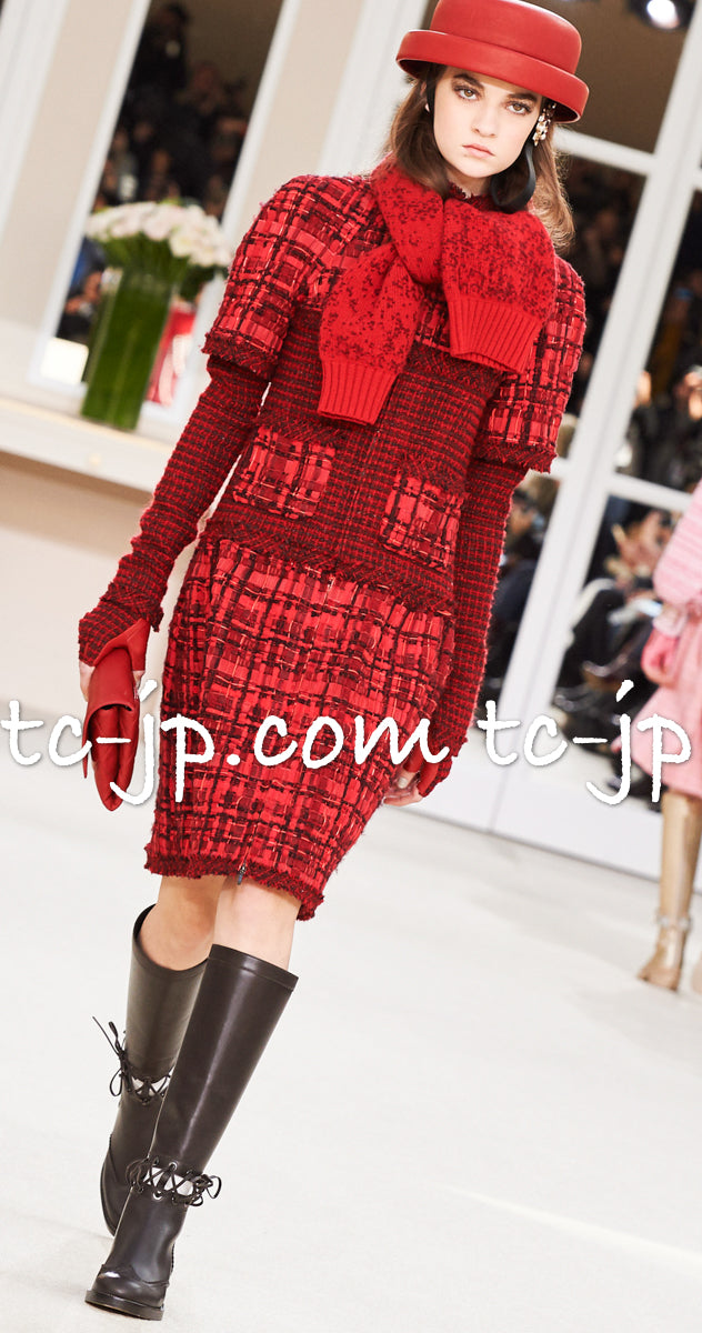 CHANEL 16A Red Tweed Checked Skirt 36 シャネル レッド チェック ツイード スカート 即発