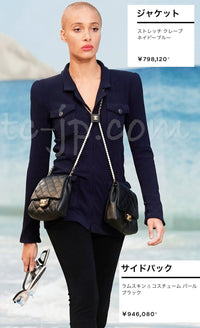 CHANEL 19S Navy Front Zipper Stitched Cardigan Jacket 38 40 44 シャネル ネイビー ジッパーフロント カーディガン ジャケット 即発