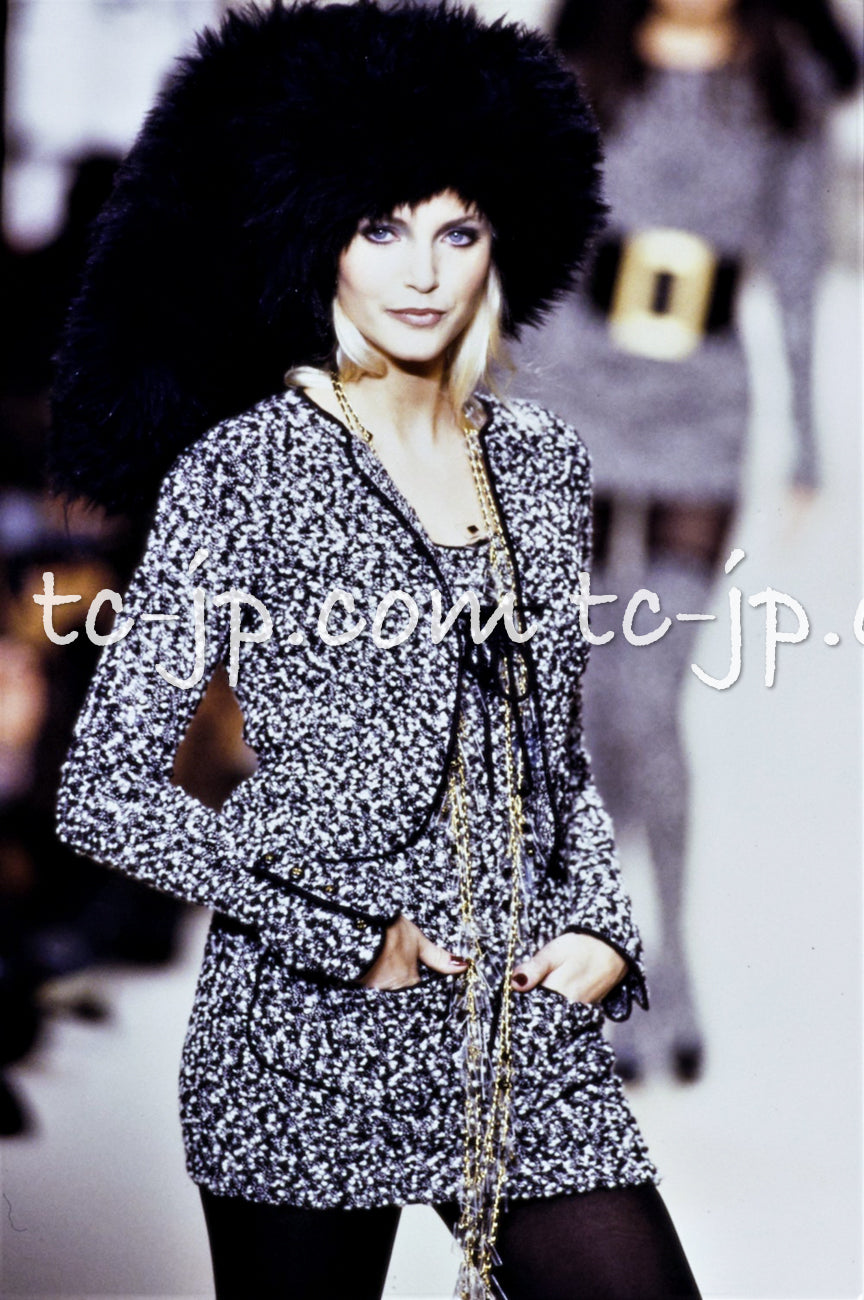 CHANEL 94A Black White Cardigan Jacket & Dress Set 38 シャネル ブラック・ホワイト・カーディガン・ジャケット&ワンピース 即発