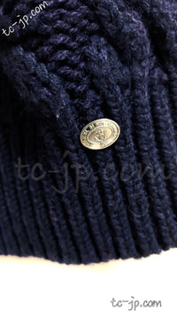 CHANEL 18PF Navy Wool Cashmere Dress Knit Sweater 38 40 42 シャネル ネイビー・ウール・カシミア・ケーブル・ニット・ワンピース・セーター 即発