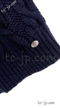 CHANEL 18PF Navy Wool Cashmere Dress Knit Sweater 38 40 42 シャネル ネイビー・ウール・カシミア・ケーブル・ニット・ワンピース・セーター 即発