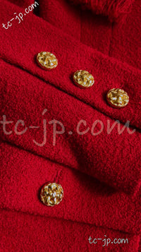 CHANEL 92A Iconic Collectible Scarlet Red Wool Tweed Jacket Basket Gold Button 36 38 シャネル スカーレット レッド コレクター限定品 ウール ツイード ジャケット バスケットボタン 即発