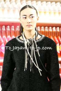 CHANEL 14A Black Silk Metallic Braided Trim Chenille Zipper Jacket 34 シャネル ブラック シルク ブレイド トリム ジッパー ジャケット 即発