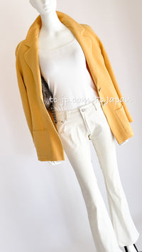 CHANEL 99C Soft Yellow CC Buttons Wool Tweed Jacket 38 40 シャネル ソフトイエロー・CCボタン・ウール・ジャケット 即発