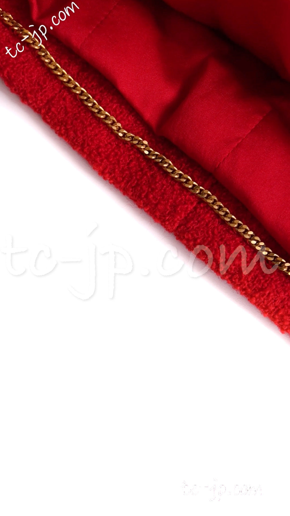 CHANEL 92A Iconic Collectible Scarlet Red Wool Tweed Jacket Basket Gold Button 36 38 シャネル スカーレット レッド コレクター限定品 ウール ツイード ジャケット バスケットボタン 即発