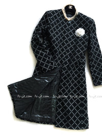 CHANEL 16S Black White Matelasse Plaid Print Coat 34 36 シャネル ブラック ホワイト マトラッセ コート 即発