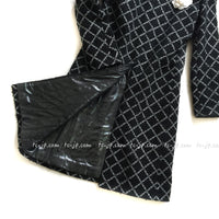 CHANEL 16S Black White Matelasse Plaid Print Coat 34 36 シャネル ブラック ホワイト マトラッセ コート 即発