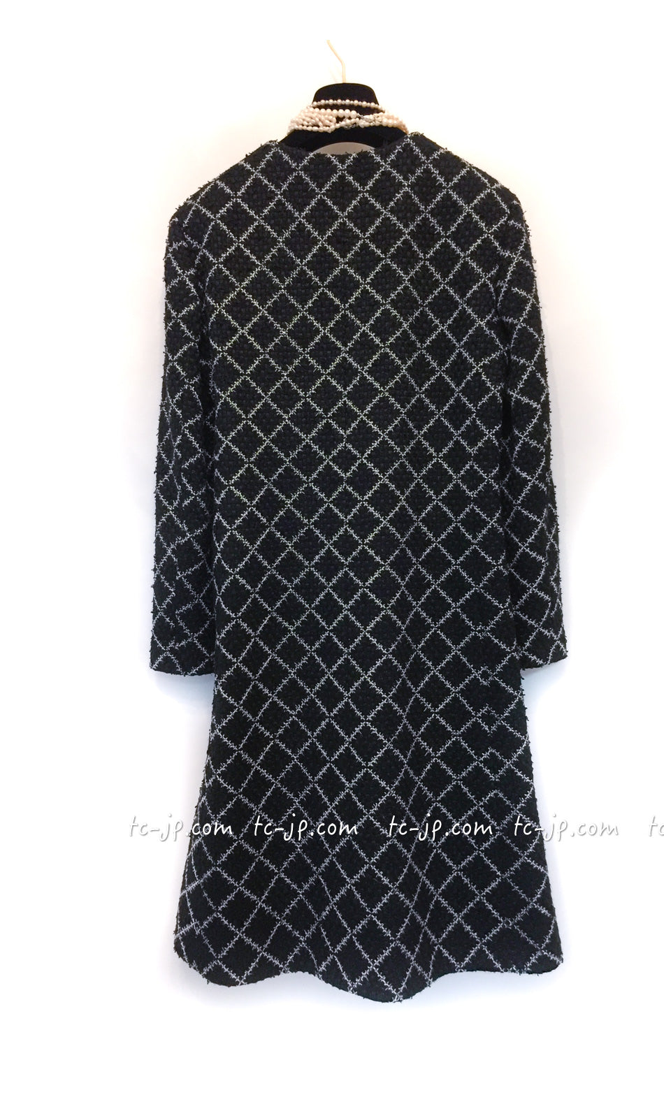 CHANEL 16S Black White Matelasse Plaid Print Coat 34 36 シャネル ブラック ホワイト マトラッセ コート 即発