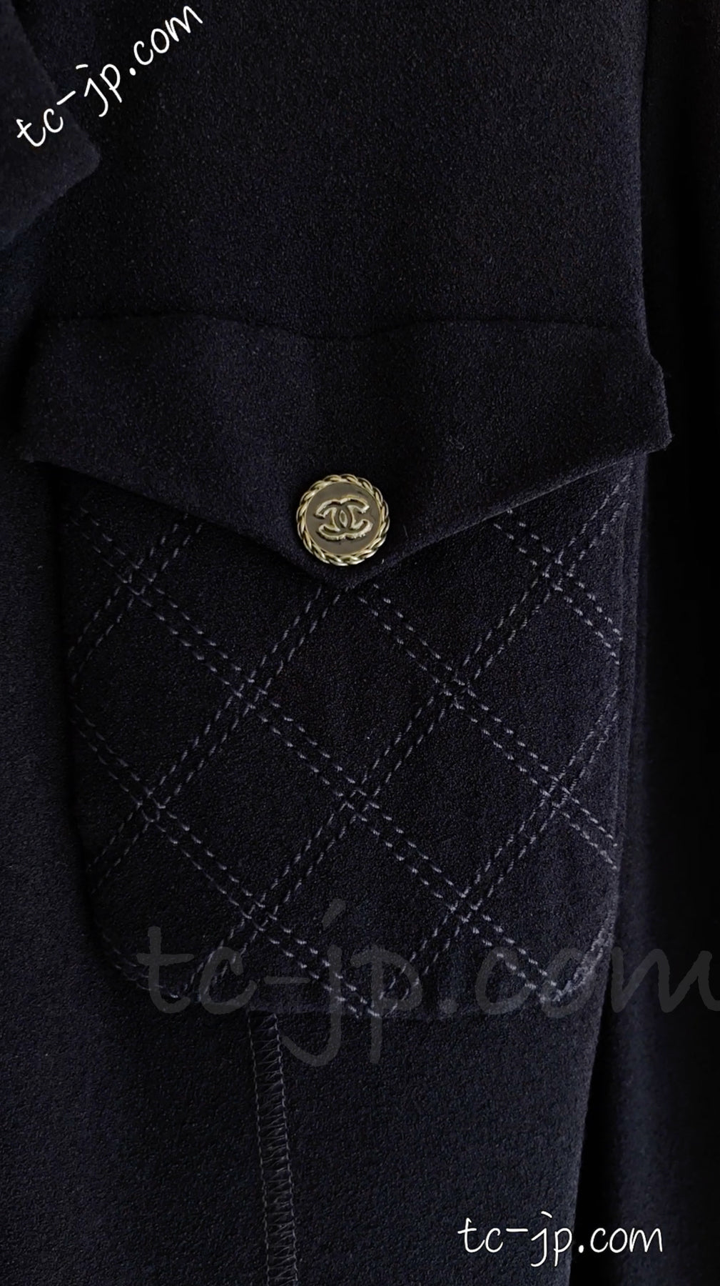 CHANEL 19S Navy Front Zipper Stitched Cardigan Jacket 38 40 44 シャネル ネイビー ジッパーフロント カーディガン ジャケット 即発