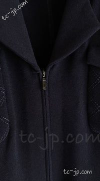 CHANEL 19S Navy Front Zipper Stitched Cardigan Jacket 38 40 44 シャネル ネイビー ジッパーフロント カーディガン ジャケット 即発