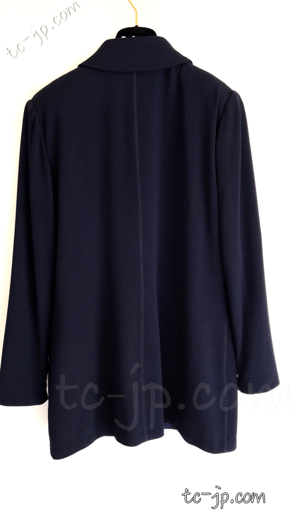 CHANEL 19S Navy Front Zipper Stitched Cardigan Jacket 38 40 44 シャネル ネイビー ジッパーフロント カーディガン ジャケット 即発