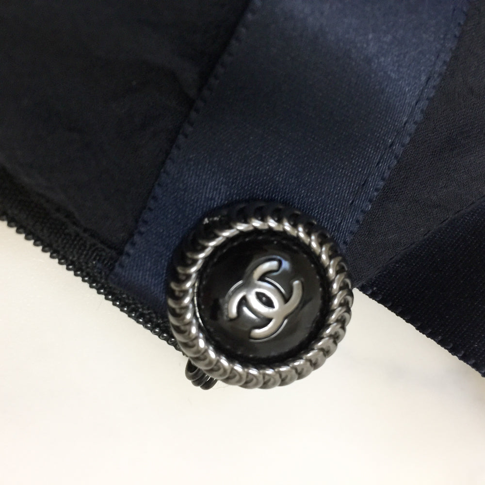 CHANEL 07S Dark Navy Silk Camellia Dress 34 42 シャネル ダークネイビー・シルク・カメリア・ワンピース 即発 - TC JAPAN