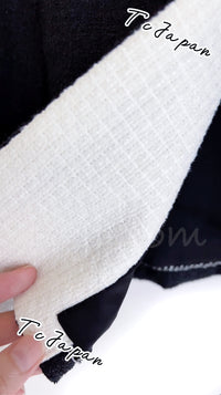 CHANEL 09S Black Ivory Two Tone Color Jacket Dress Carla Bruni 36 38 シャネル ブラック アイボリー  黒白 ツートンカラー ジャケット ワンピース 定番 即発