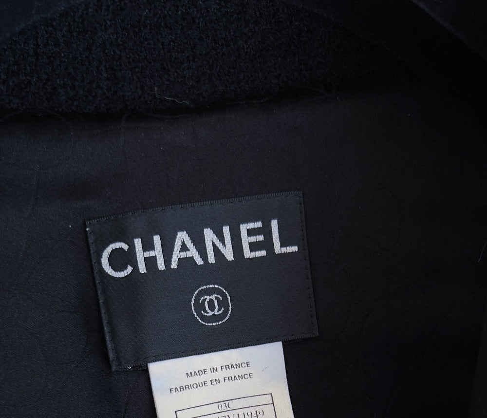 CHANEL 03C Black Camellia Stand Collar Zipper Jacket 40 42 シャネル ブラック・カメリア・スタンドカラー・ジッパー・ジャケット 即発