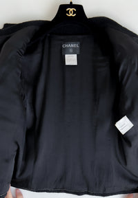 CHANEL 03C Black Camellia Stand Collar Zipper Jacket 40 42 シャネル ブラック・カメリア・スタンドカラー・ジッパー・ジャケット 即発
