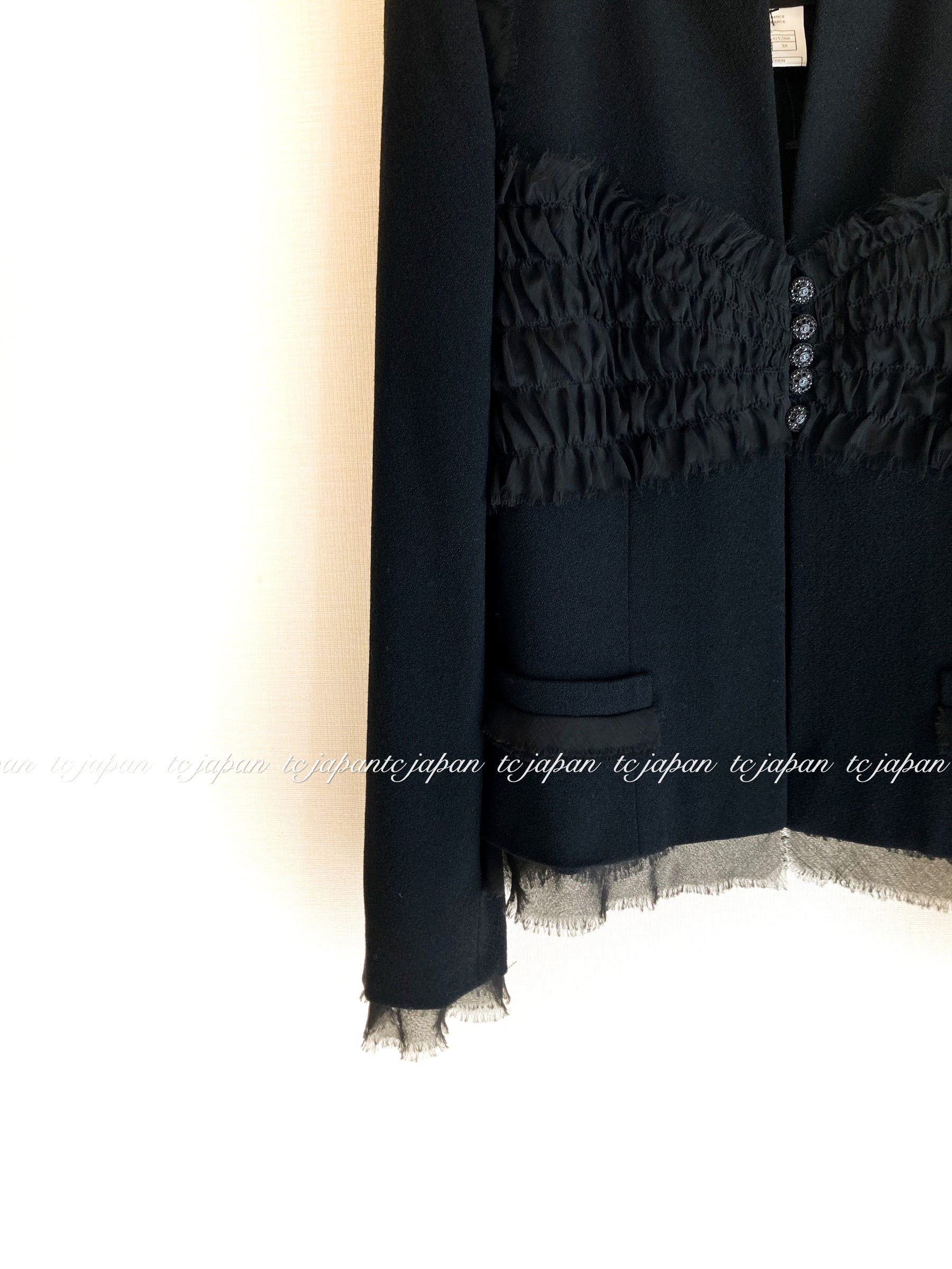 CHANEL 04S Black CC Logo Buttons Wool Jacket Naomi Watts 36 38 シャネル 定番 ブラック ココボタン ウール ジャケット 冠婚葬祭 即発
