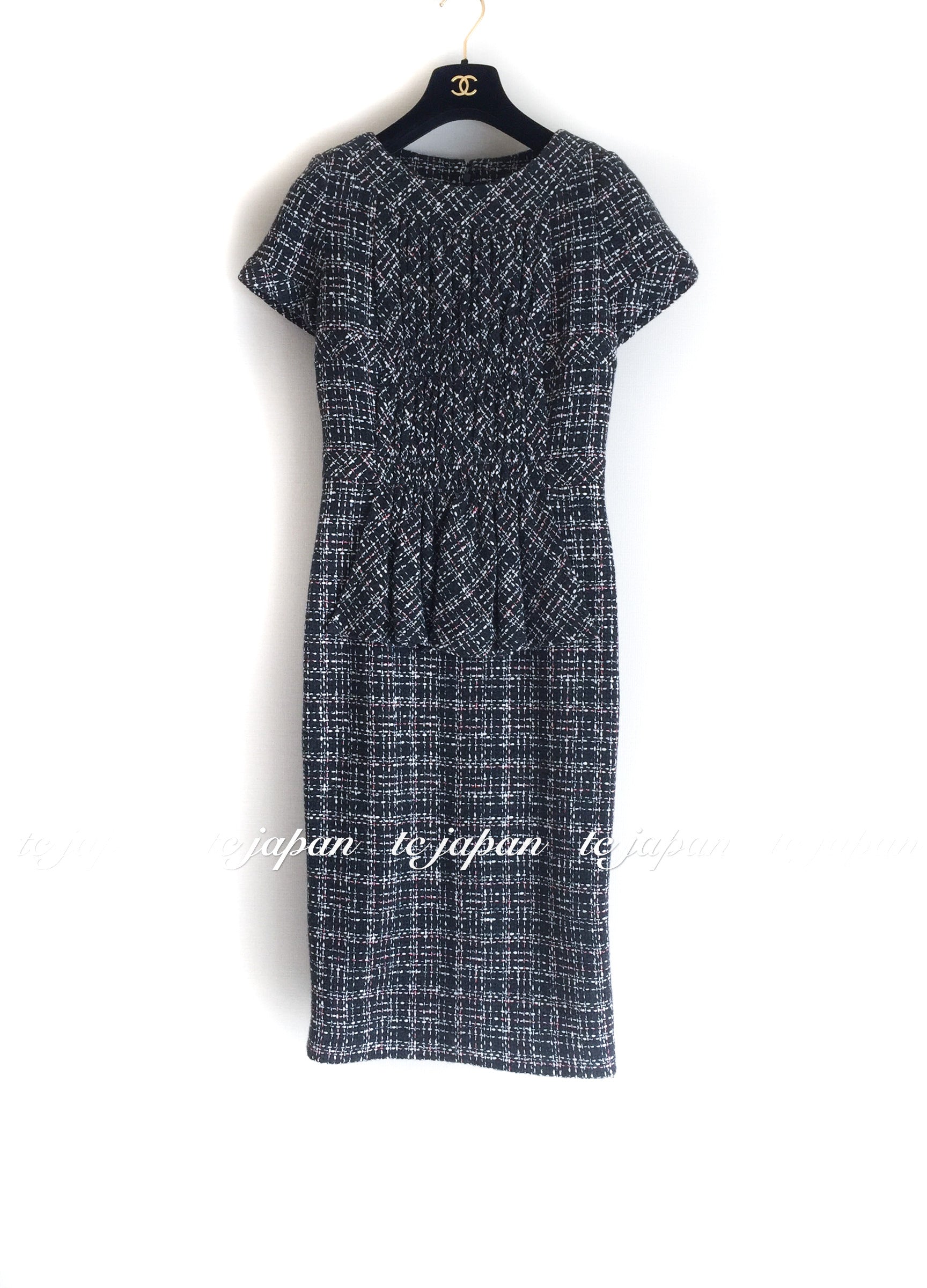 CHANEL 16B Charcoal Gray Tweed Dress 38 シャネル チャコールグレー ウール ツイード ワンピース 即発