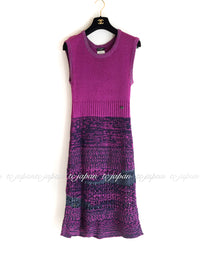 CHANEL 12S Magenta Navy Knit Dress 36 38 シャネル マゼンタ ネイビー ニット・ワンピース 即発