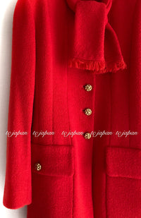 CHANEL 92A Iconic Collectible Scarlet Red Wool Tweed Jacket Basket Gold Button 36 38 シャネル スカーレット レッド コレクター限定品 ウール ツイード ジャケット バスケットボタン 即発