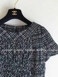 CHANEL 16B Charcoal Gray Tweed Dress 38 シャネル チャコールグレー ウール ツイード ワンピース 即発