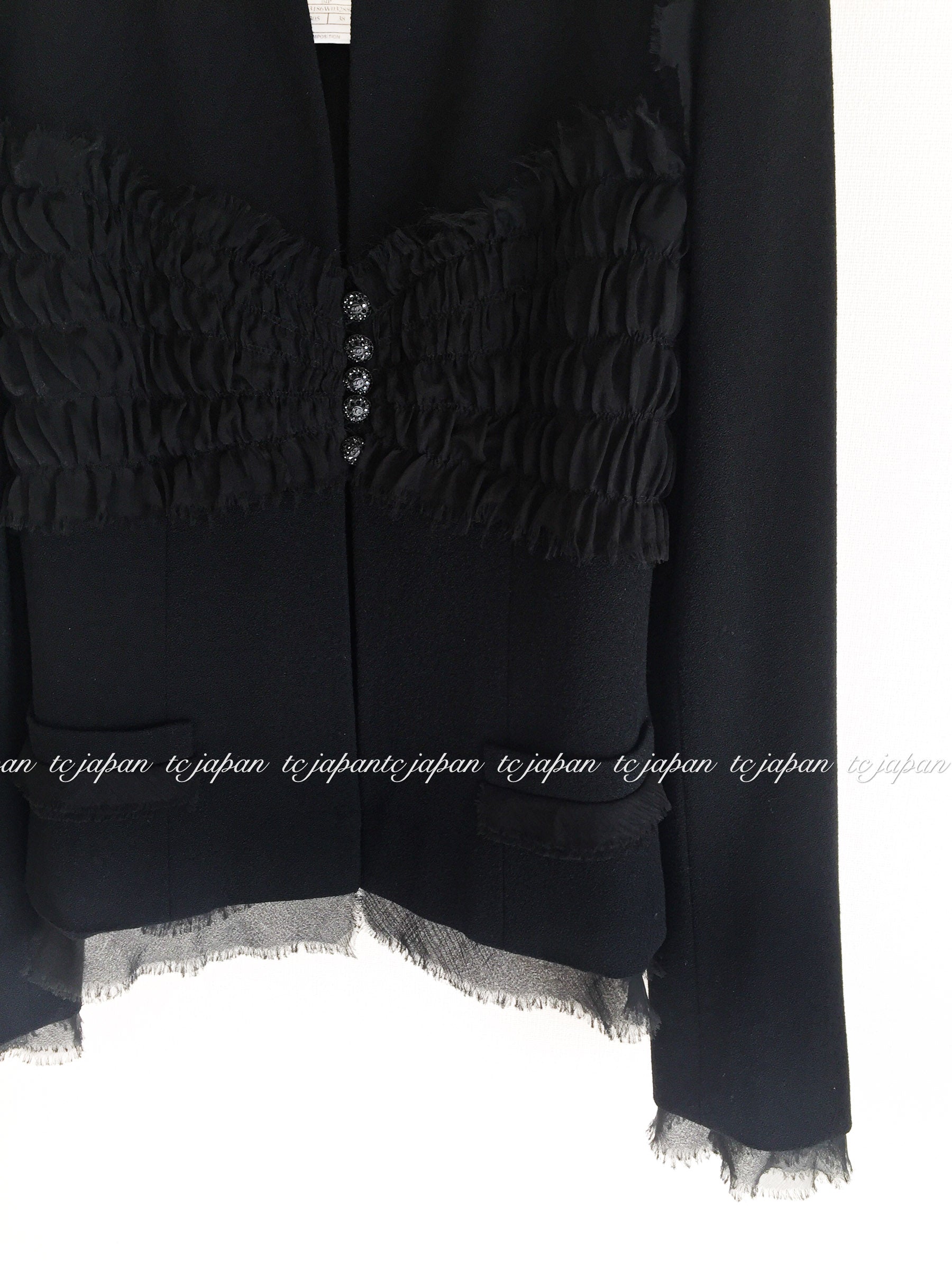 CHANEL 04S Black CC Logo Buttons Wool Jacket Naomi Watts 36 38 シャネル 定番 ブラック ココボタン ウール ジャケット 冠婚葬祭 即発