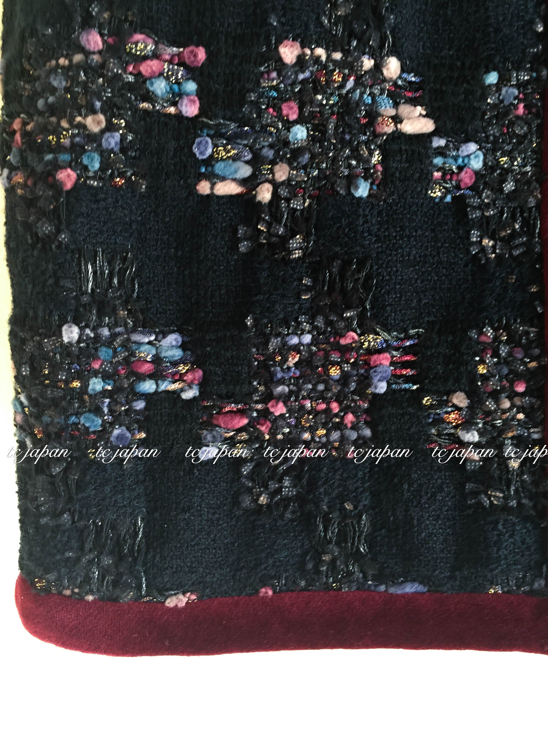 CHANEL 09PF Navy Velvet Satin Tweed Jacket Skirt 40 42 シャネル ベルベット・サテン・ジャケット・スカート 即発